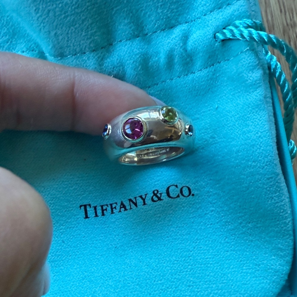 Tiffany & Co. Etoile Ring with sapphire tourmaline and peridot.